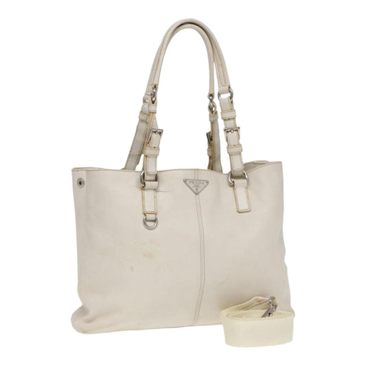 Prada Tote Bag 2Way Auth Leather White