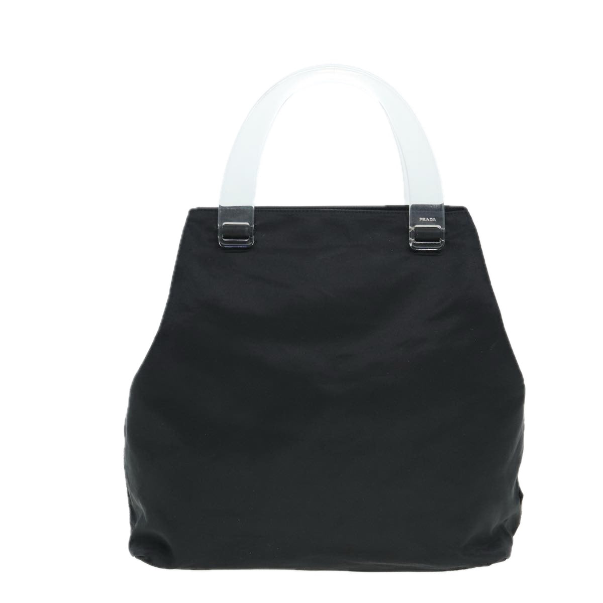 Prada Hand Bag Auth Nylon Black Silver Travel Bag Silver Auth Yk14205