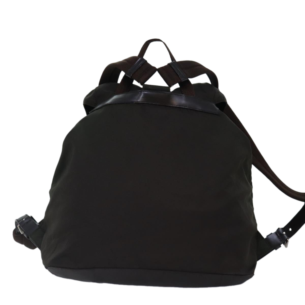 Prada Backpack Khaki Auth Nylon Brown Silver Silver Auth Yk14283