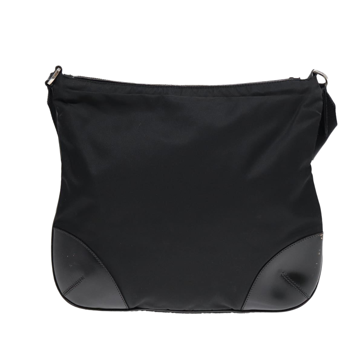 Prada Shoulder Bag Auth Nylon Black Silver Silver Auth Yk14370