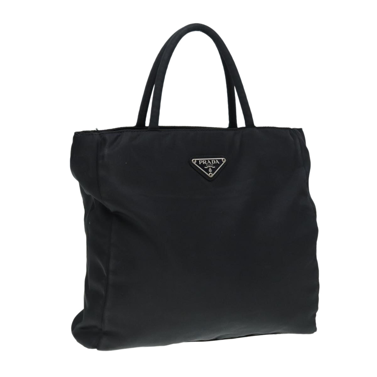 Prada Hand Bag Auth Nylon Black Silver Travel Bag Silver Auth Yk14426