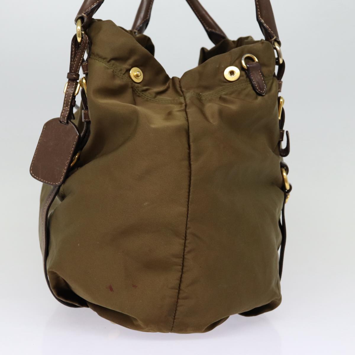 Prada Tote Bag Auth Nylon Brown Gold