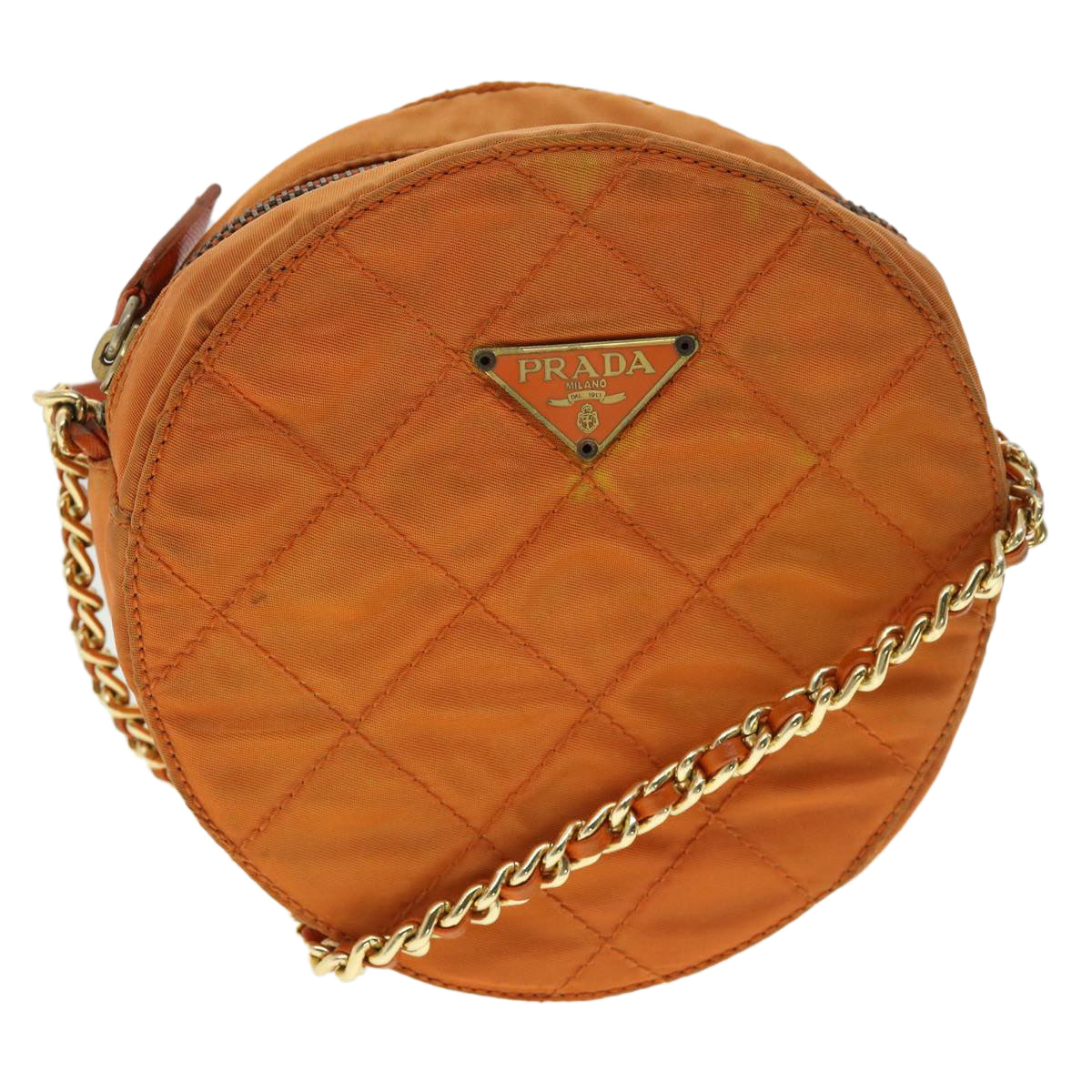 Prada Shoulder Bag Nylon Quilted Orange