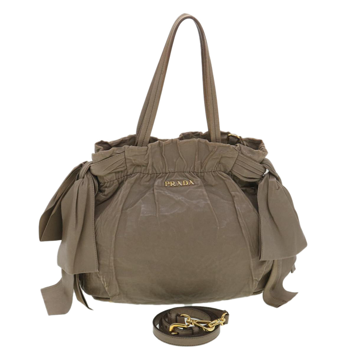 Prada Hand Bag 2Way Leather Gray Travel Bag 2Way Gray Yk5987