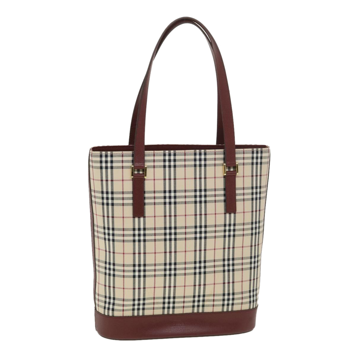 Burberry Luxury Nova Check Tote Bag Auth Yk6343 Nylon Beige