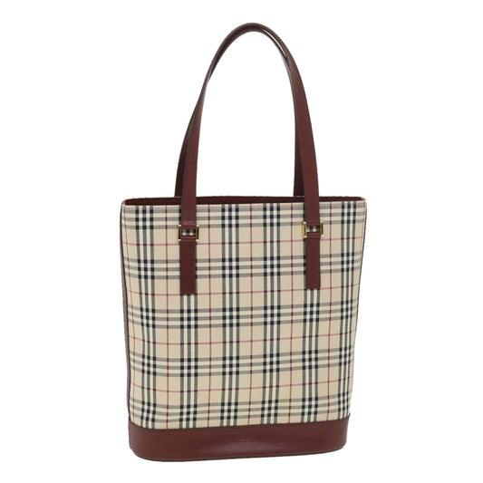 Burberry Luxury Nova Check Tote Bag Auth Yk6343 Nylon Beige