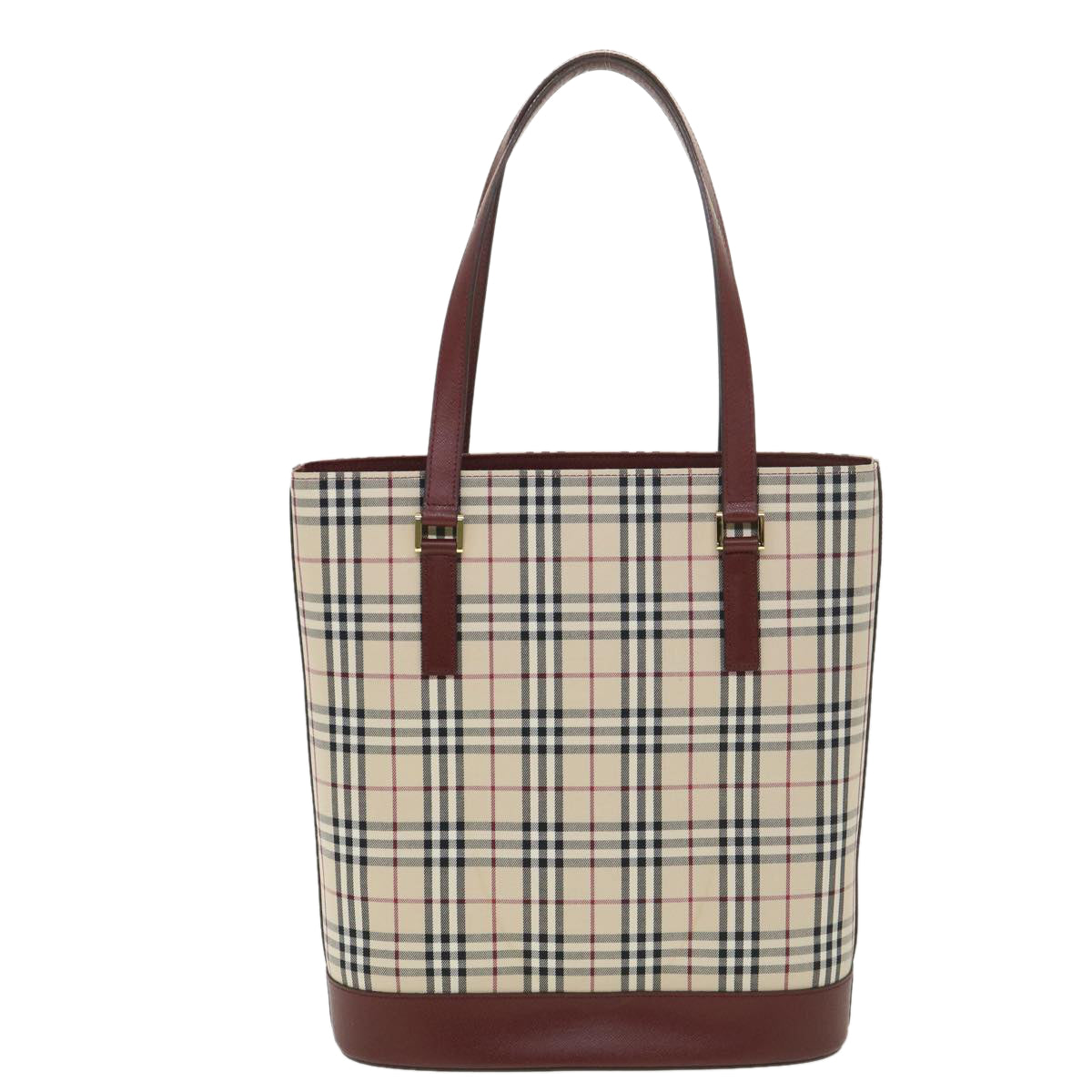 Burberry Luxury Nova Check Tote Bag Auth Yk6343 Nylon Beige