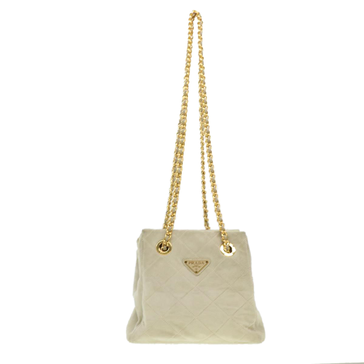 Prada Shoulder Bag Suede Quilted Gray