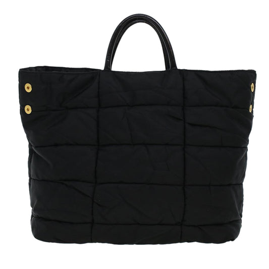 Prada Hand Bag Auth Nylon Quilted Black Travel Bag