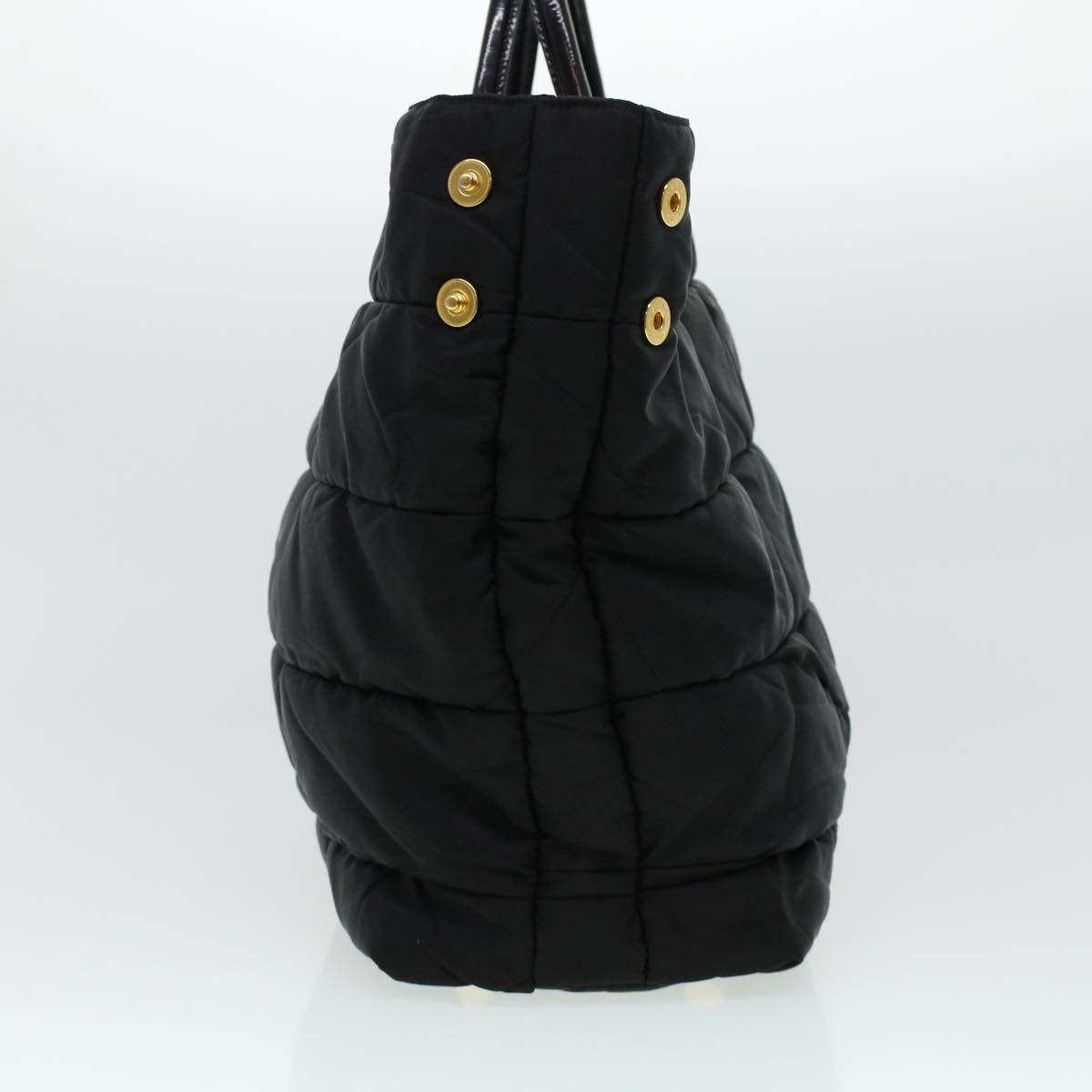 Prada Hand Bag Auth Nylon Quilted Black Travel Bag