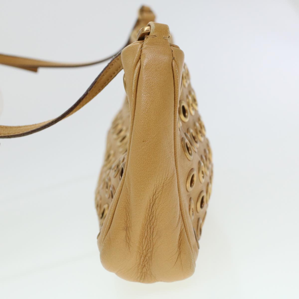 Prada Punching Shoulder Bag Leather Beige