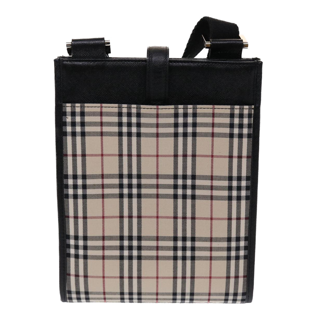 Burberry Luxury Nova Check Shoulder Bag Auth Yk7666B Canvas Black Beige