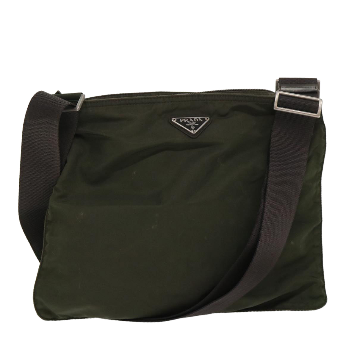 Prada Shoulder Bag Khaki Nylon Nylon Khaki Yk7822B