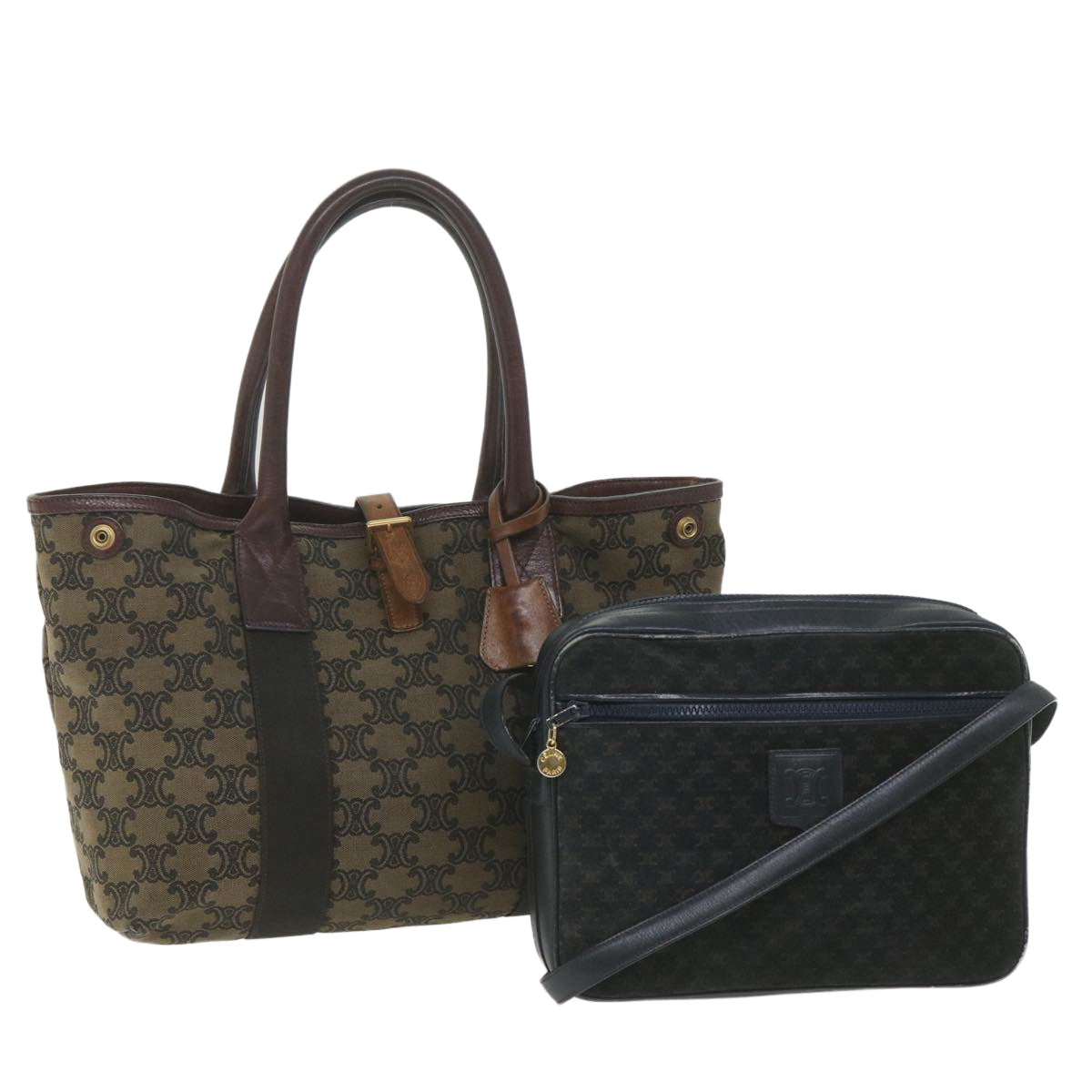 Luxury Macadam Shoulder Bag Set Navy Canvas Brown