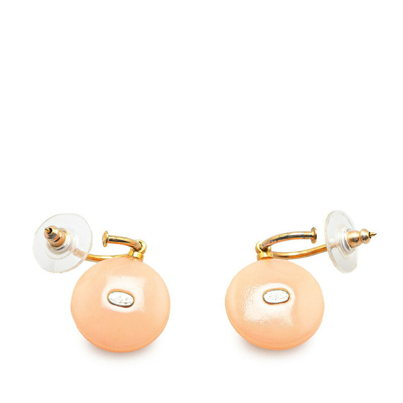 Chanel Faux Pearl Coco Mark Swing Plastic Earrings Jewelry
