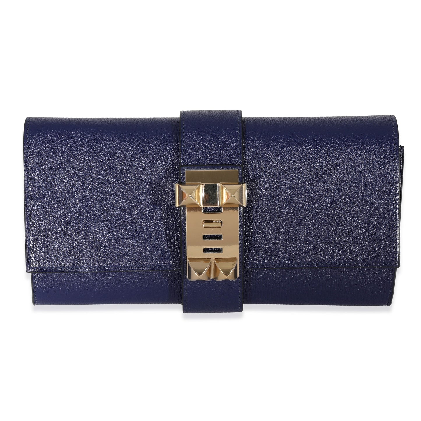 Hermes Hermès Bleu Encre Mysore Chevre Medor Pbhw Clutch Clutch Bag