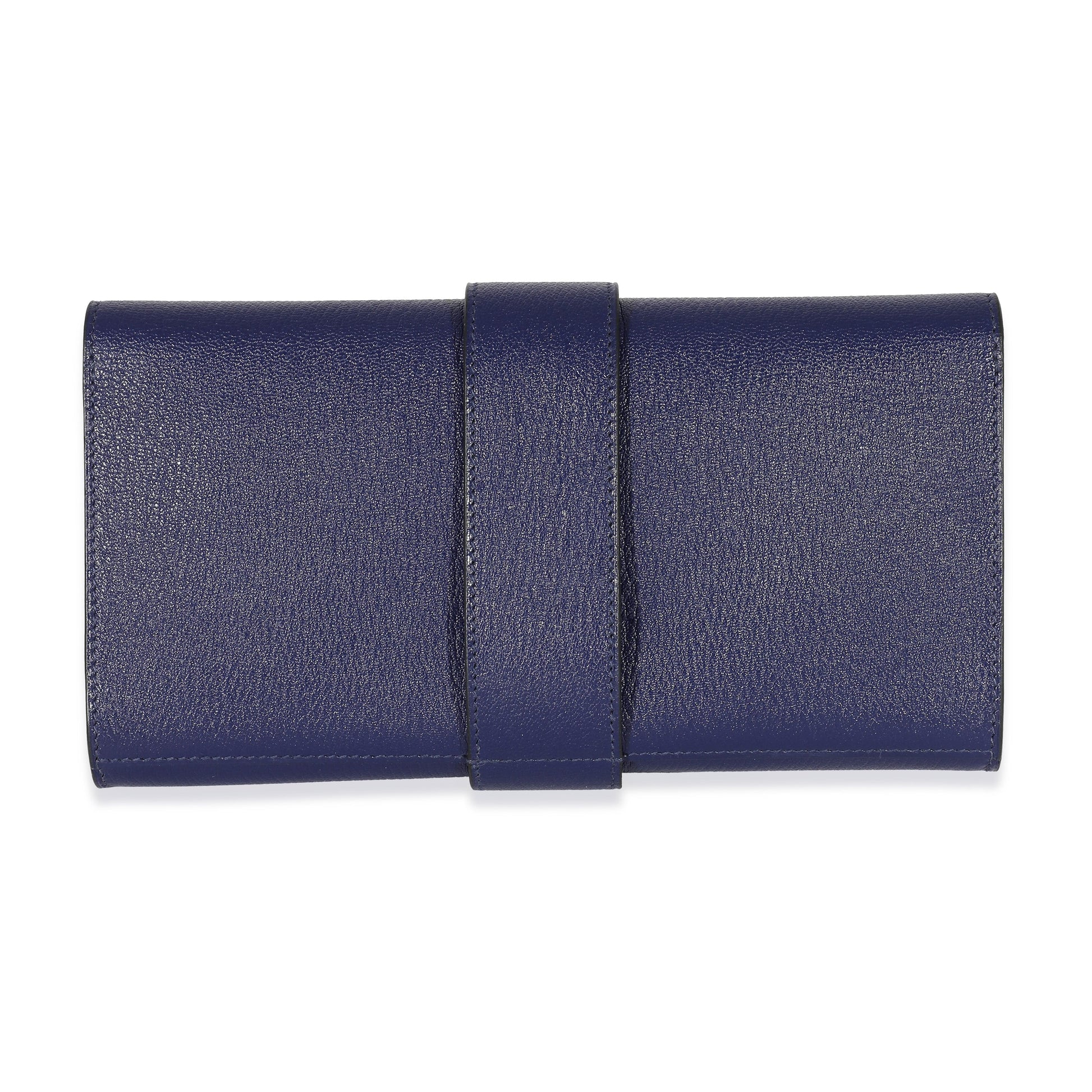 Hermes Hermès Bleu Encre Mysore Chevre Medor Pbhw Clutch Clutch Bag
