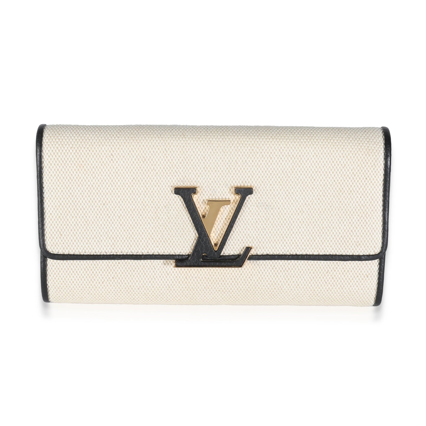 Louis Vuitton Taurillon Capucines Canvas Black Beige Wallet Case