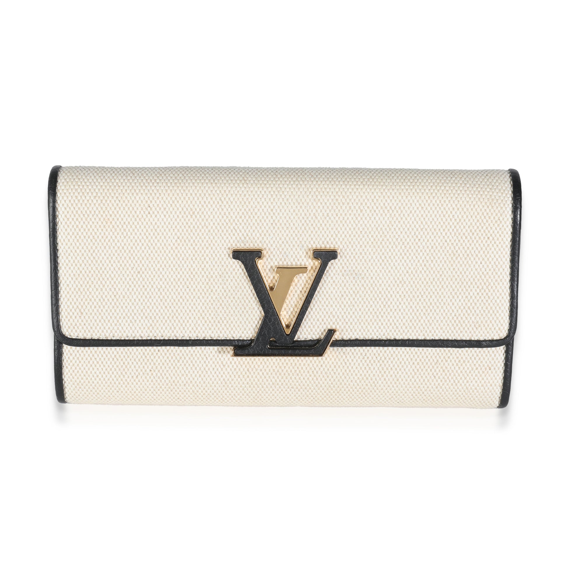 Louis Vuitton Taurillon Capucines Canvas Black Beige Wallet Case