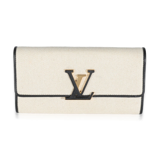 Louis Vuitton Taurillon Capucines Canvas Black Beige Wallet Case