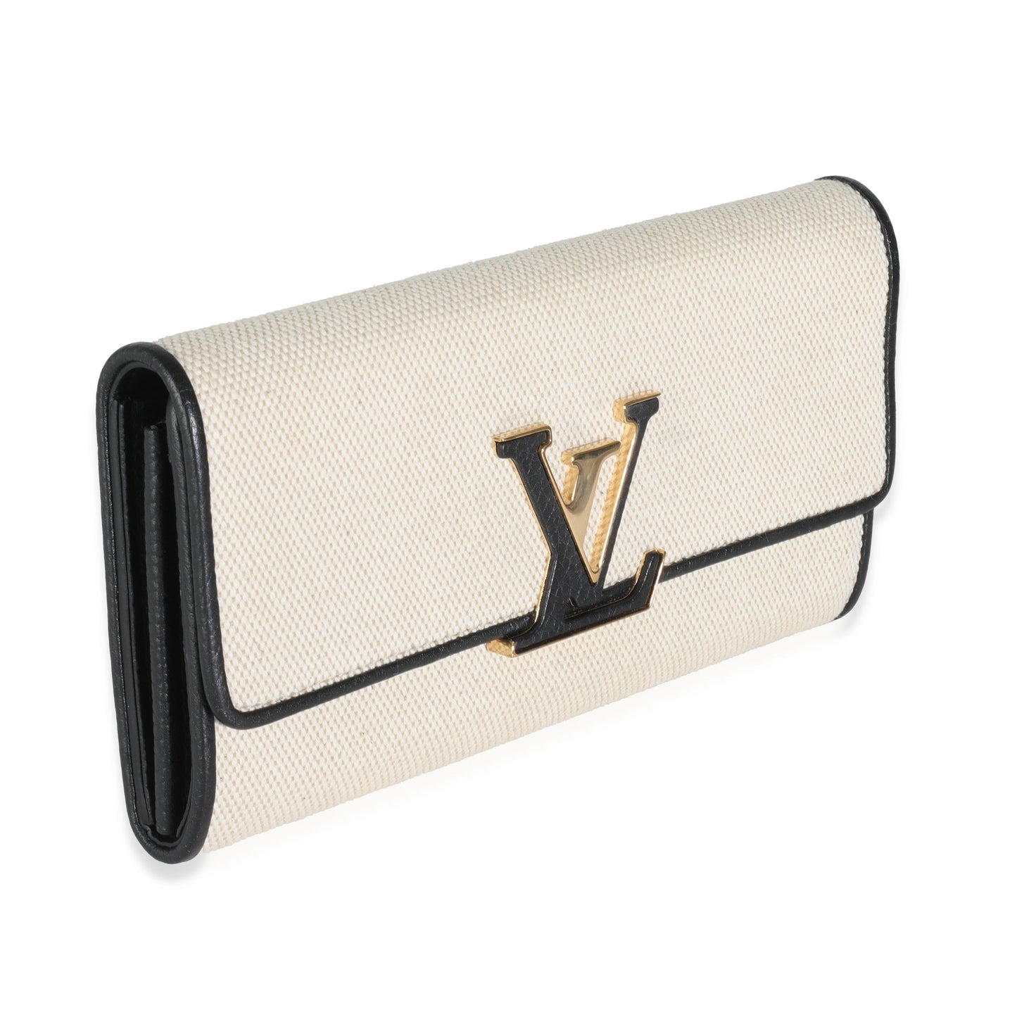 Louis Vuitton Taurillon Capucines Canvas Black Beige Wallet Case