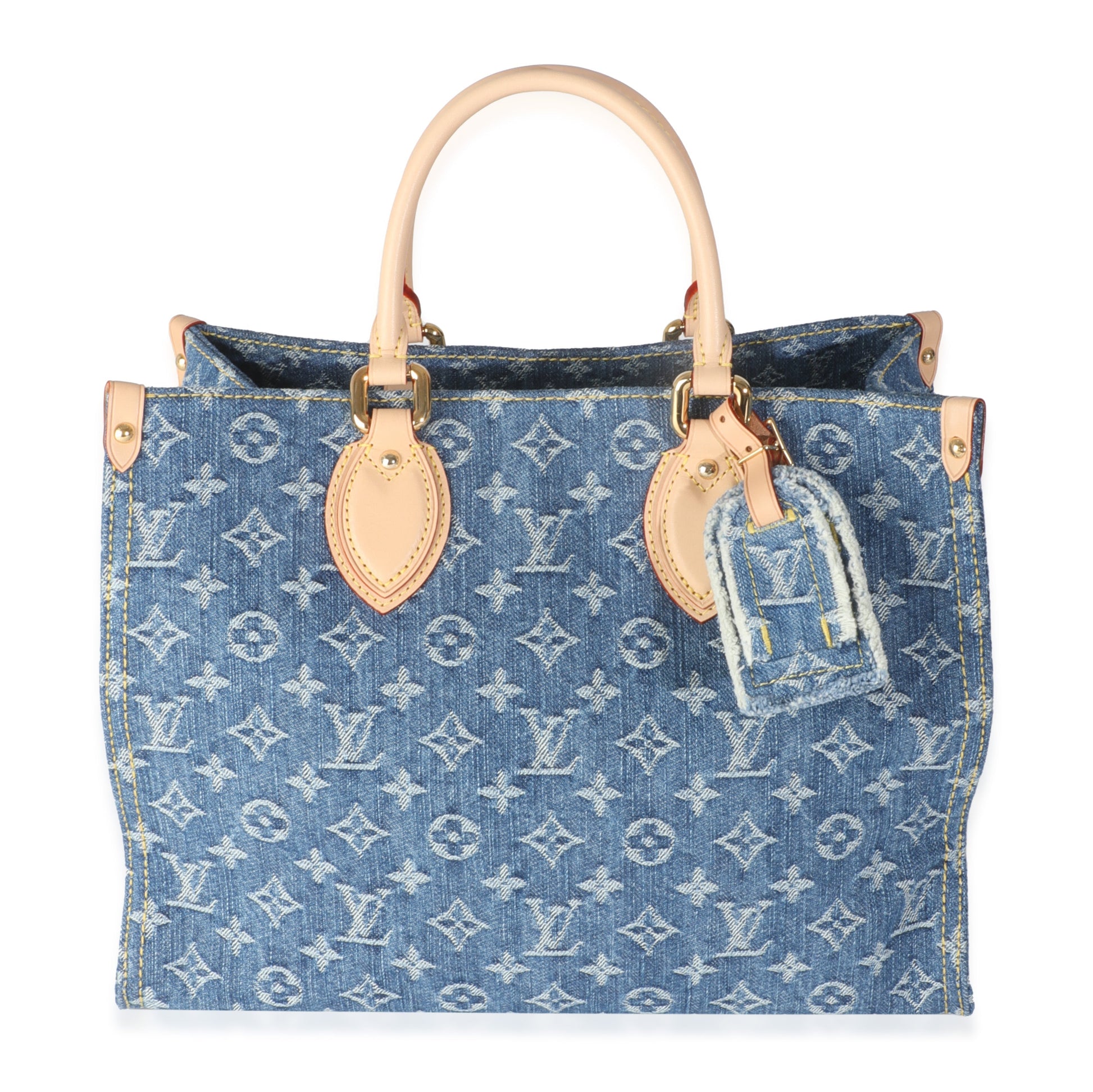 Louis Vuitton Onthego MM Monogram Denim Blue Handbag