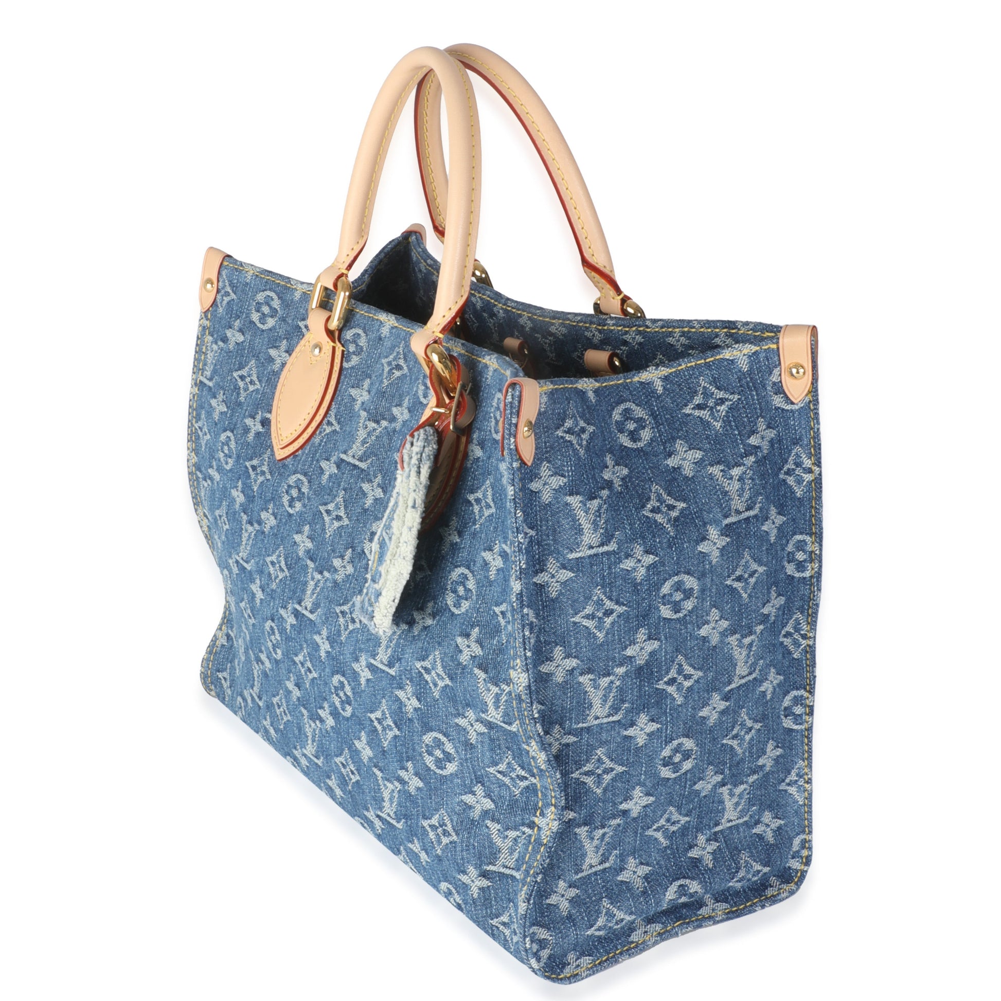 Louis Vuitton Onthego MM Monogram Denim Blue Handbag
