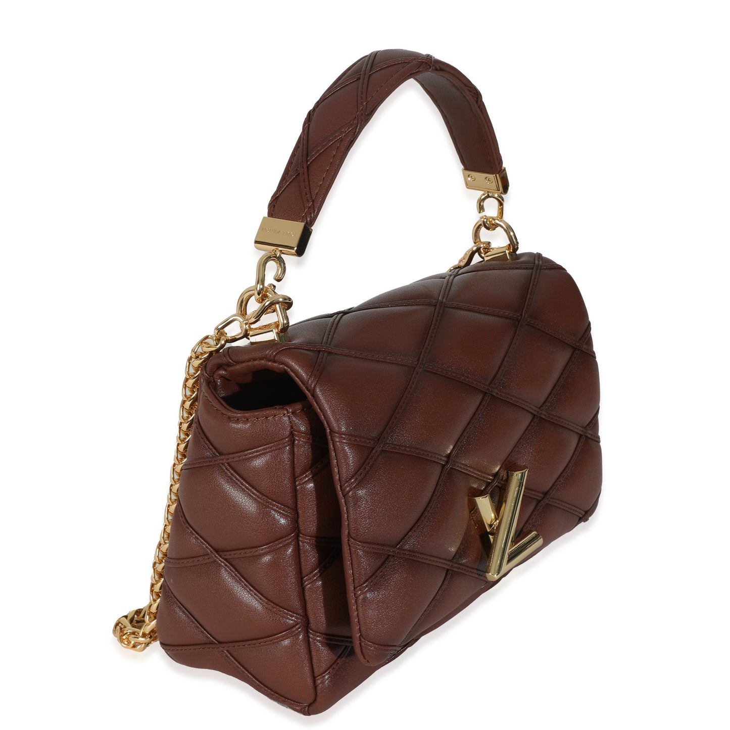 Louis Vuitton Malletage GO-14 MM Lambskin Tan Top Handle Handbag