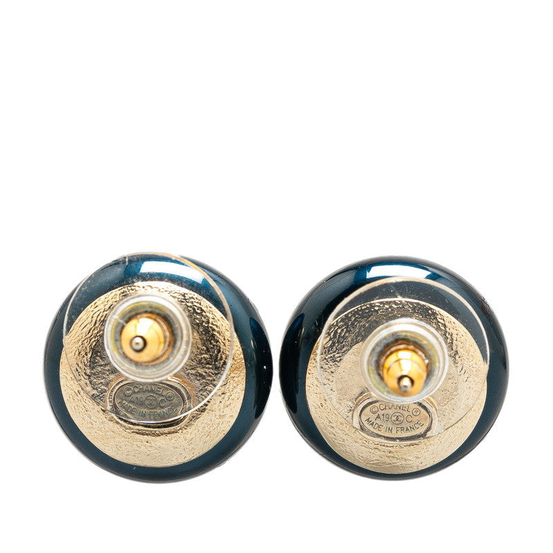 Chanel Gold-plated LA PAUSA Coco Mark Round Earrings Jewelry