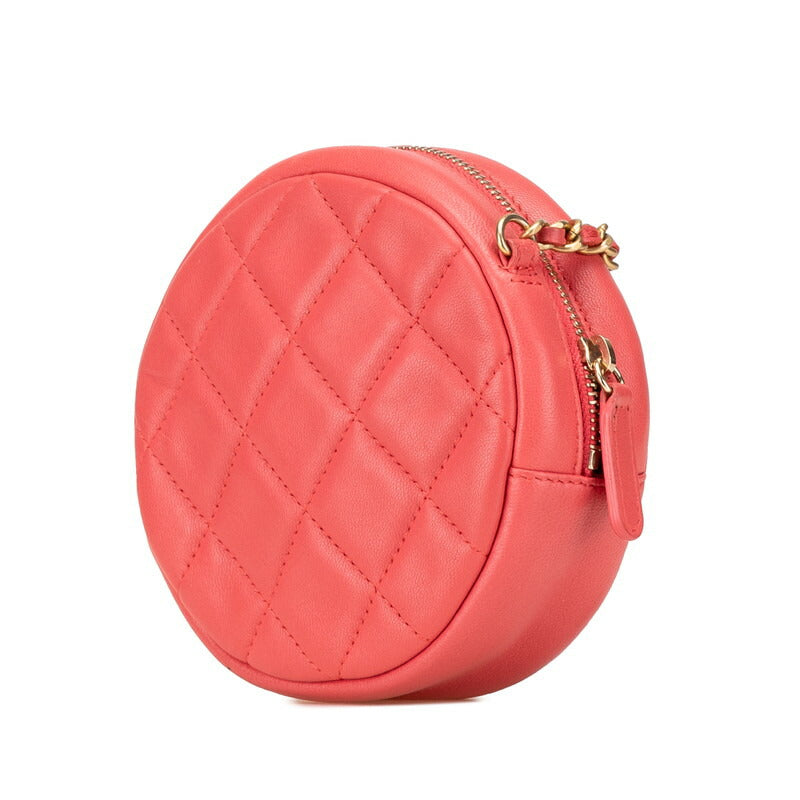 Coco Mark Matelasse Lambskin Shoulder Bag Heart Chain