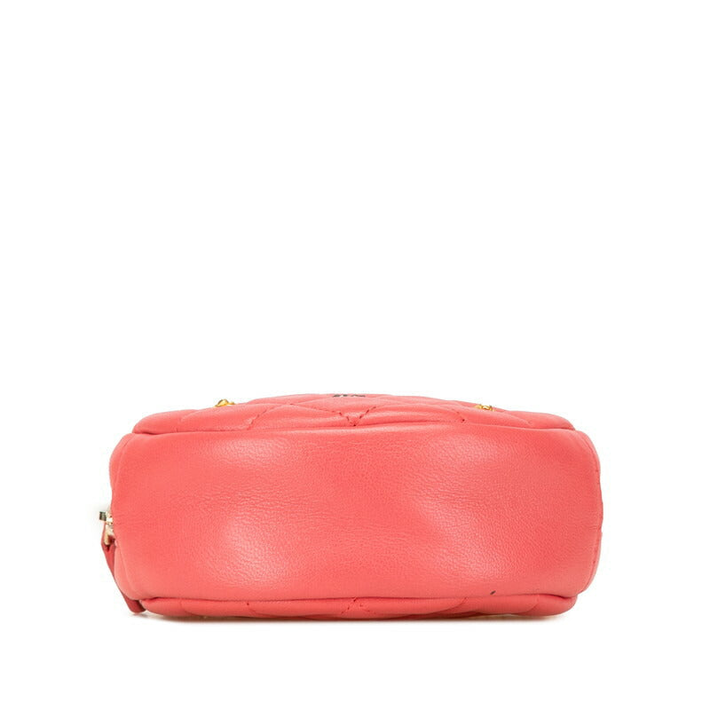 Coco Mark Matelasse Lambskin Shoulder Bag Heart Chain